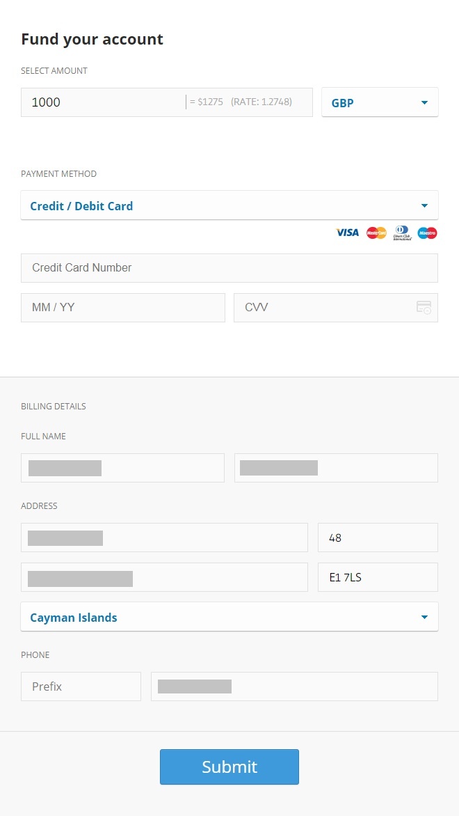eToro platební metody pro vklady a výběry