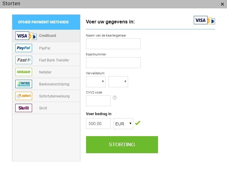 Markets.com storting en opname methoden