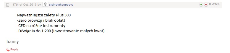 Komentarz klienta Plus500