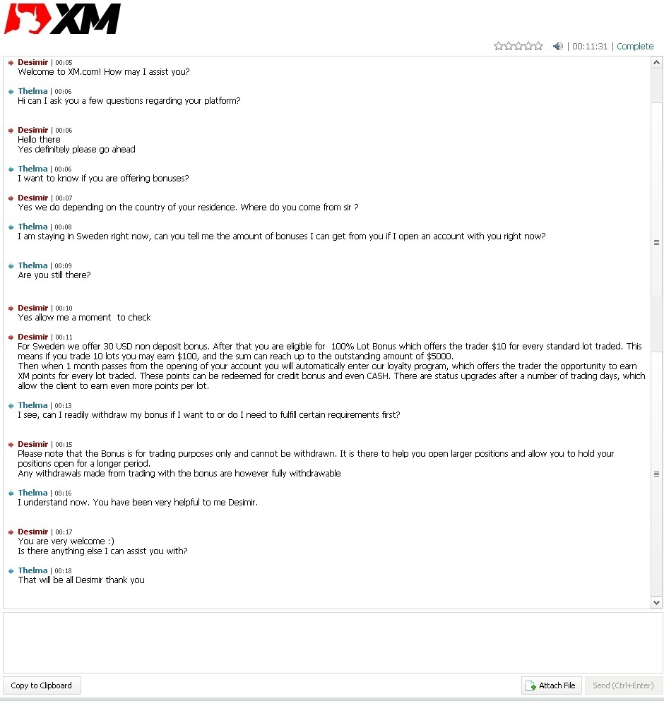 Supporto clienti XM