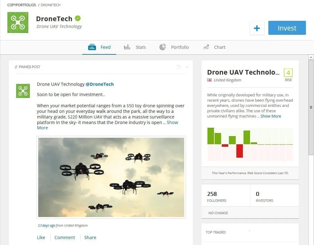 eToro DroneTech CopyPortfolio