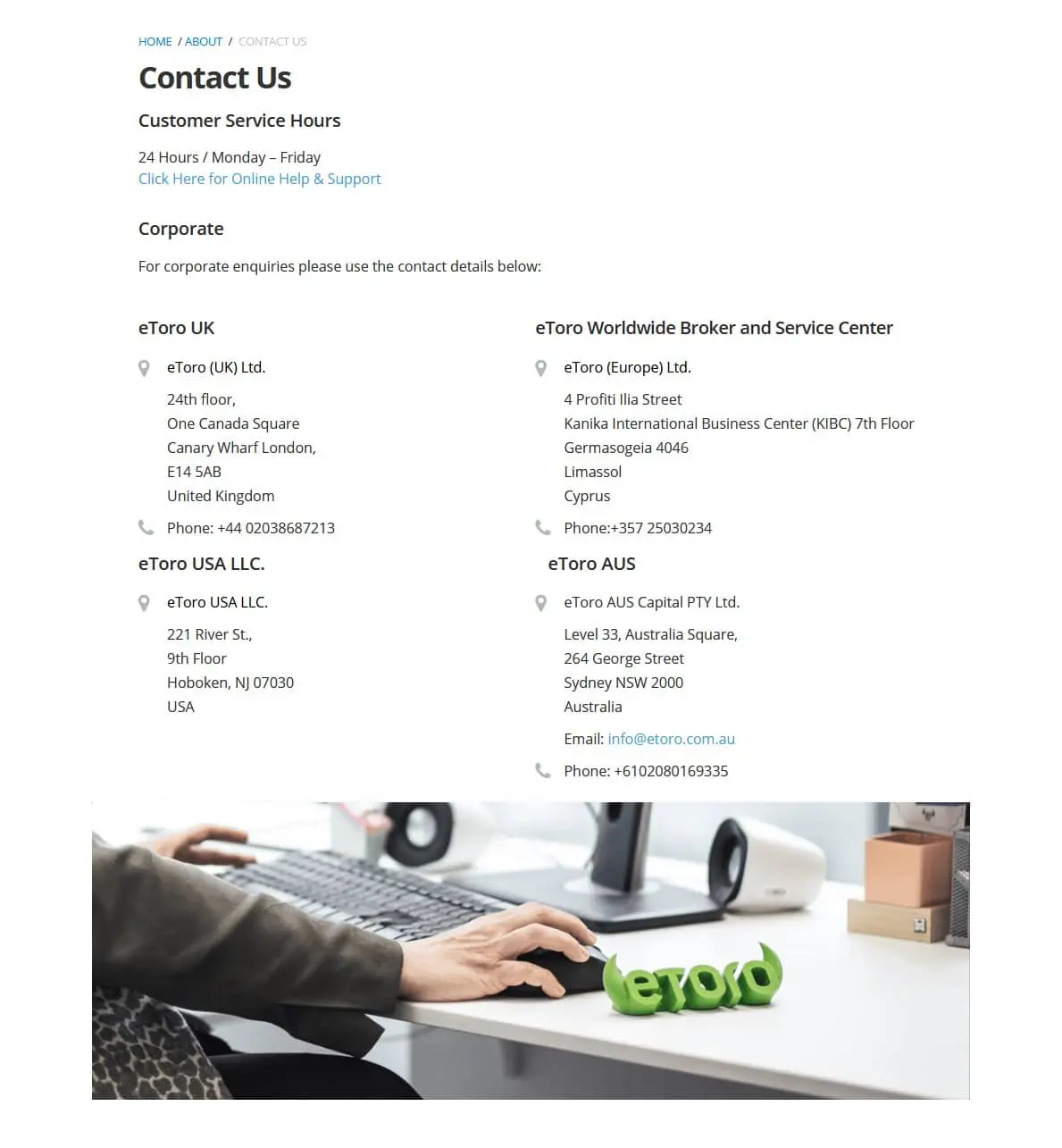 eToro customer support