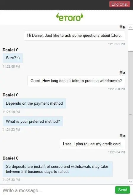 eToro live chat