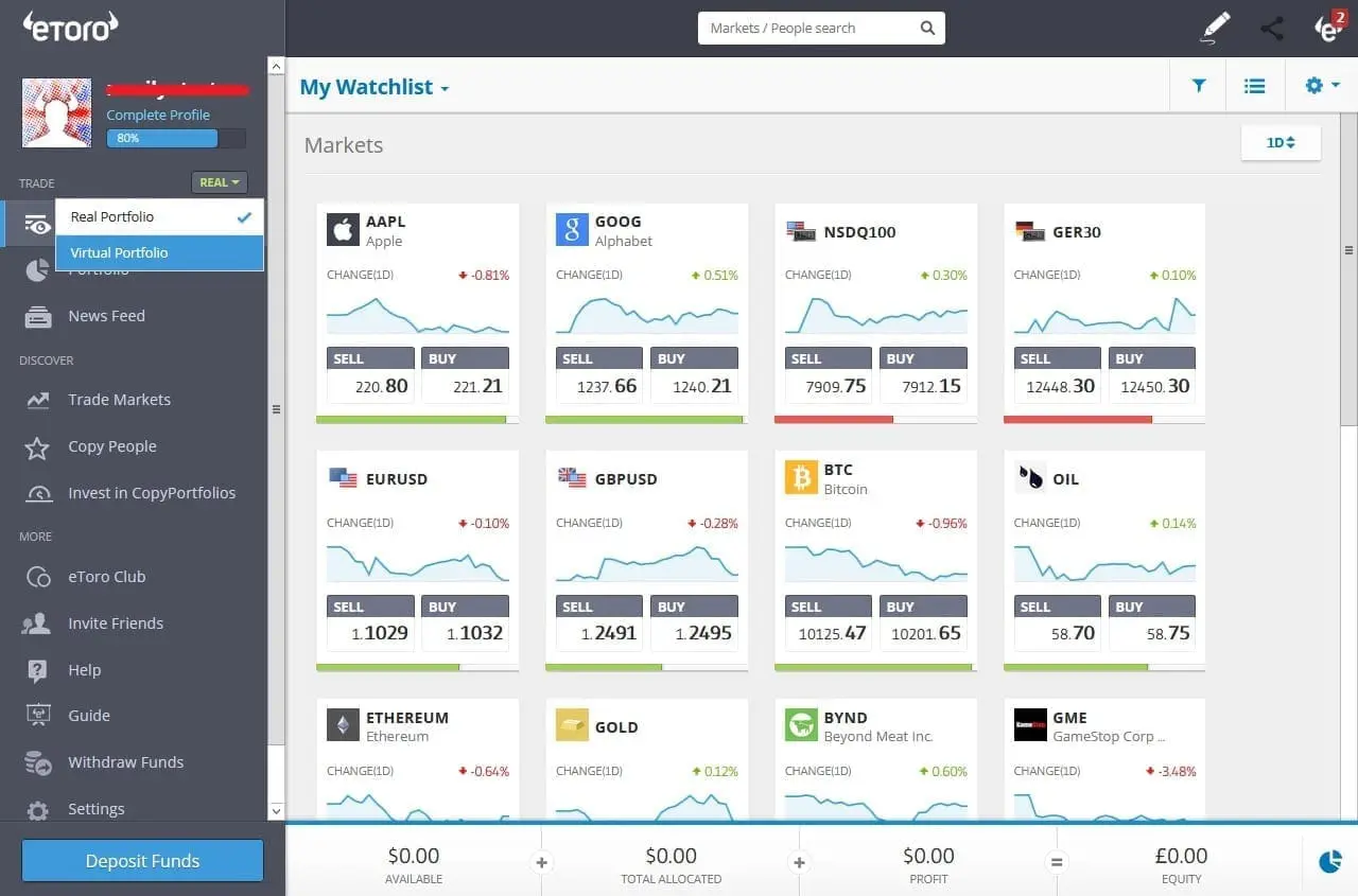 How to access eToro's demo account