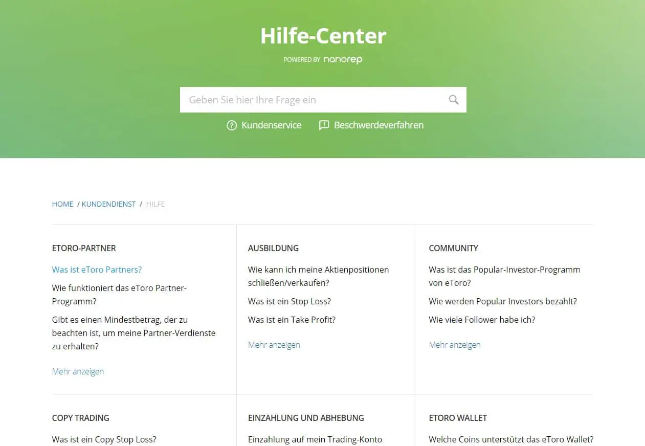 eToro-Hilfe-Center