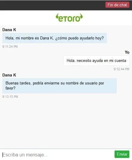 Chat en vivo de eToro