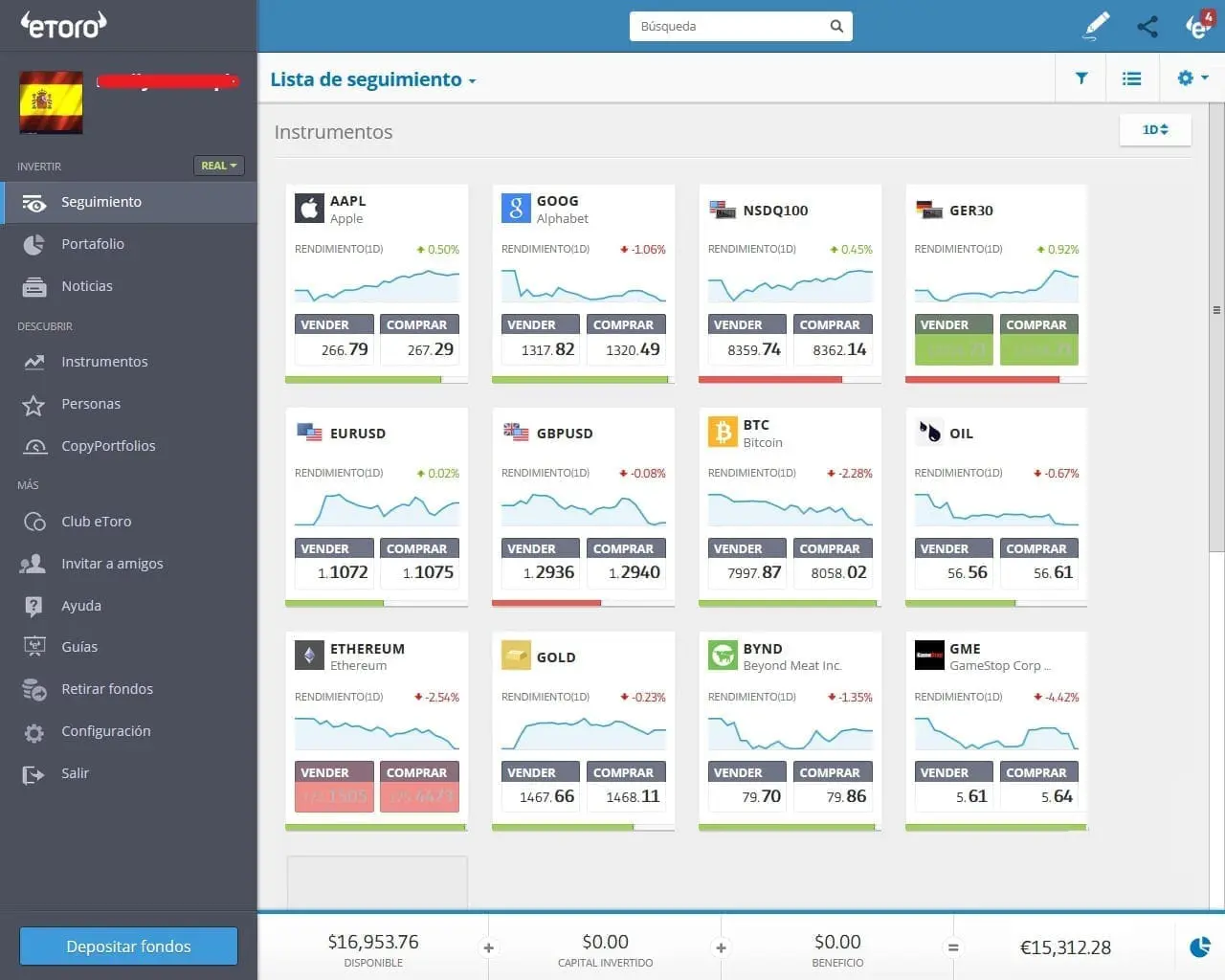 Plataforma basada en la web eToro