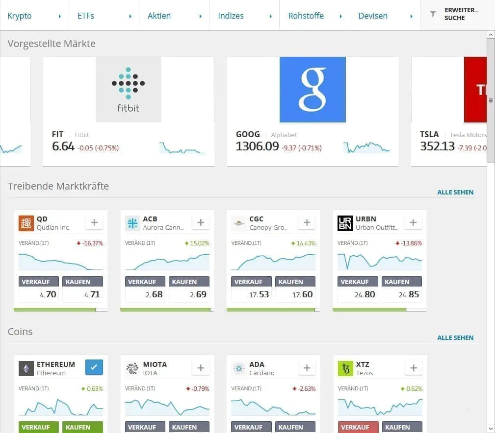 eToro handelbare wertpapiere