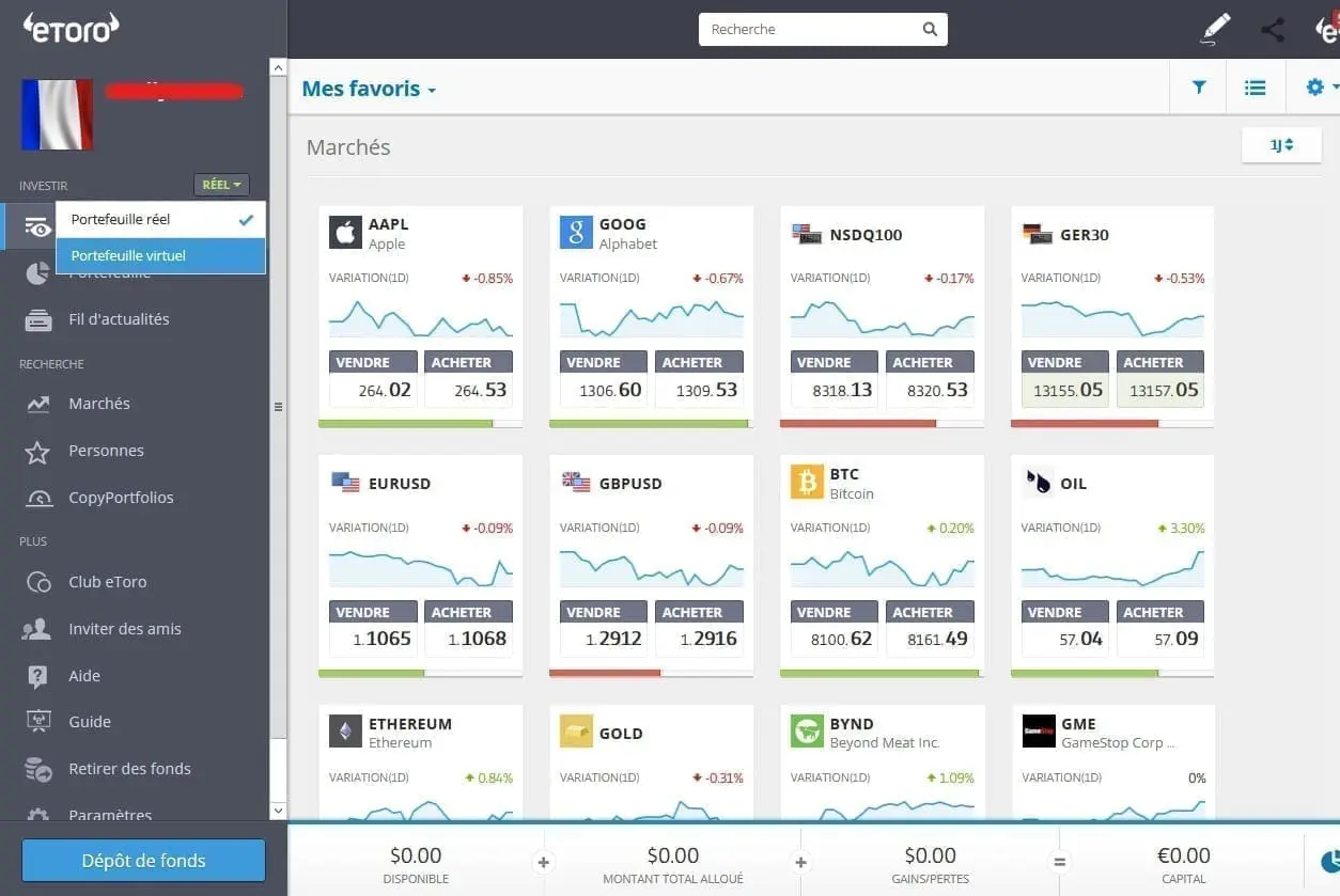 Comment accéder au compte démo eToro