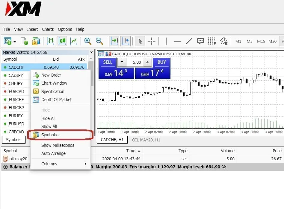 Adding crude oil on XM's MT5 WebTrader platform