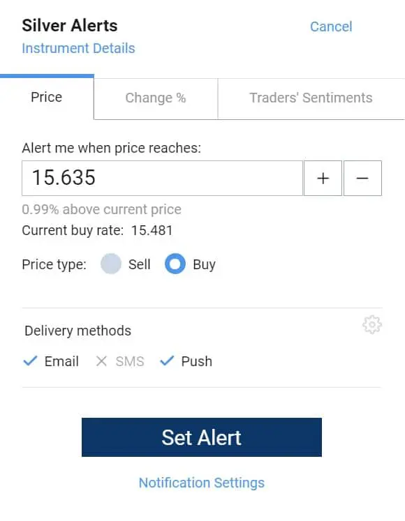 Plus500 silver alerts