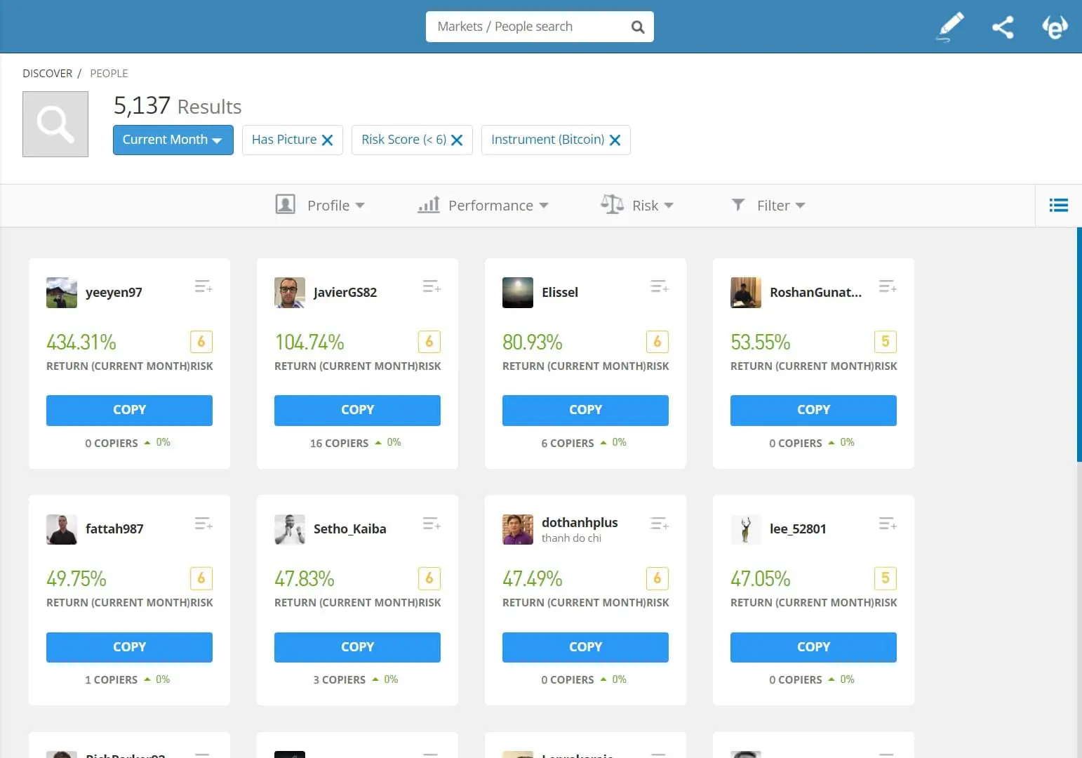eToro Bitcoin social trading