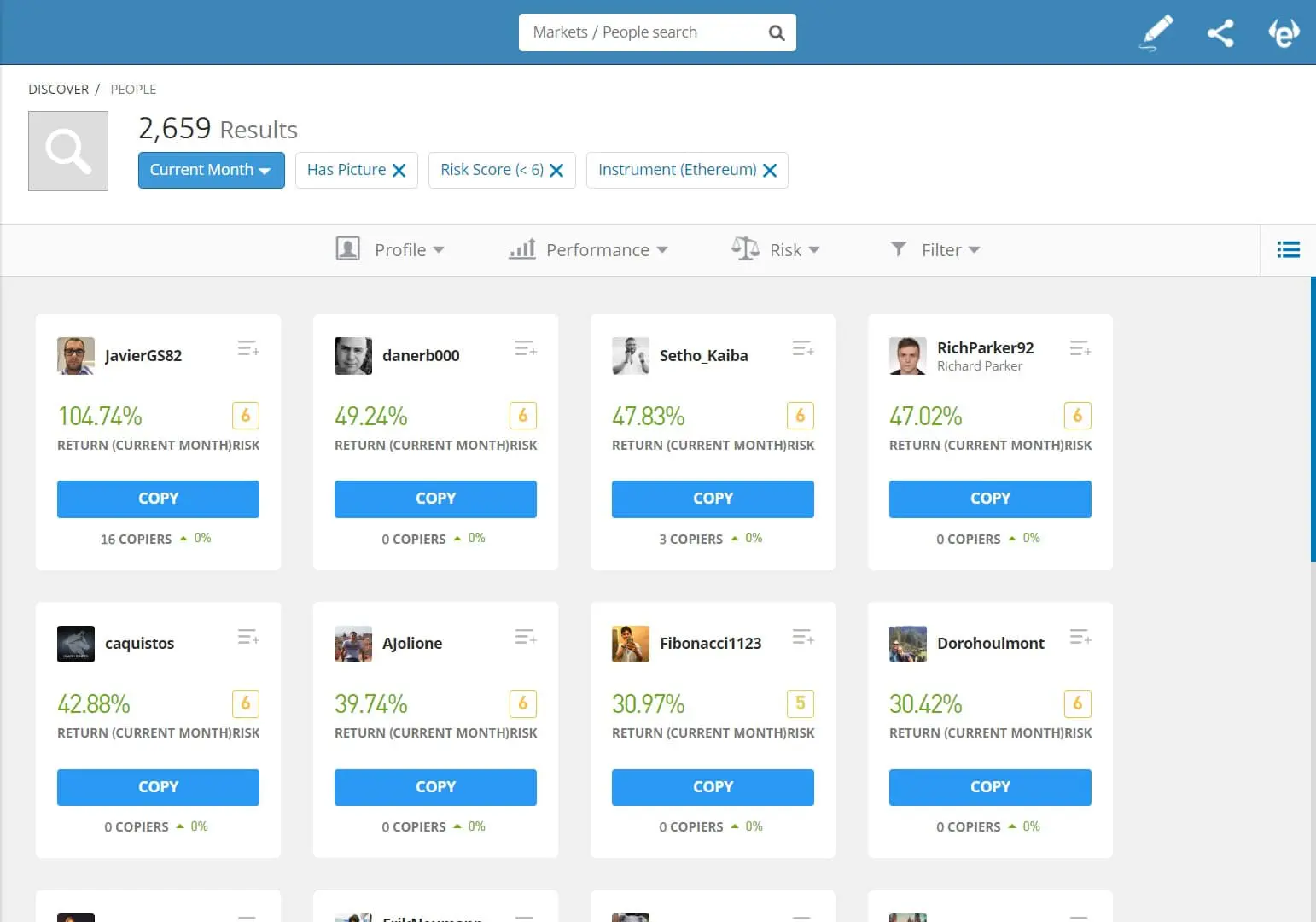 eToro Ethereum social trading