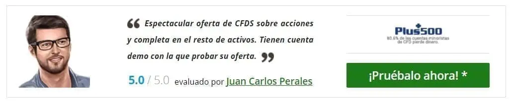 Comentario del cliente de Plus500