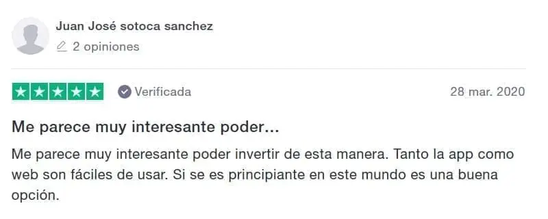 Comentario del cliente de Plus500
