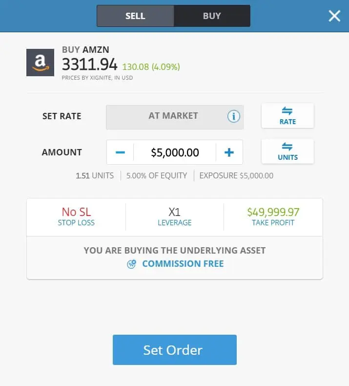 شراء أسهم أمازون على منصة إيترو