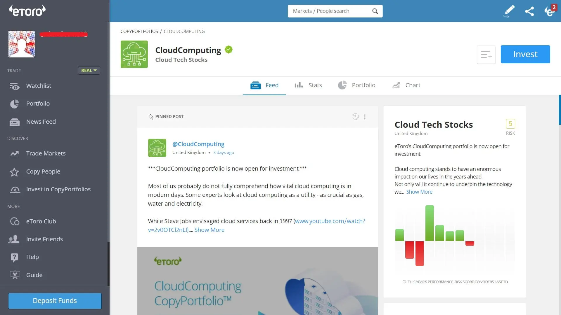 eToro's Cloud Computing CopyPortfolio