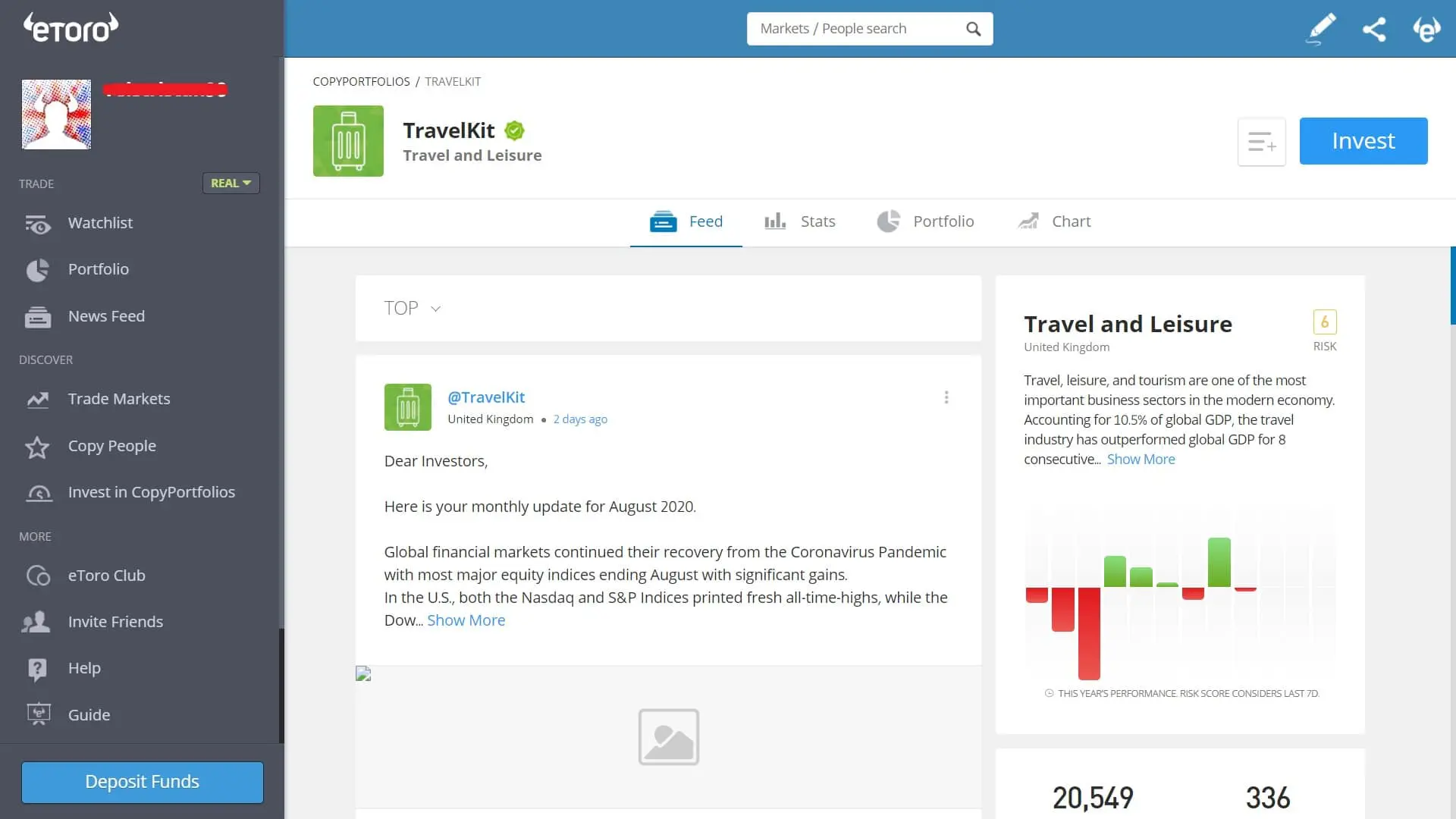 eToro's TravelKit CopyPortfolio