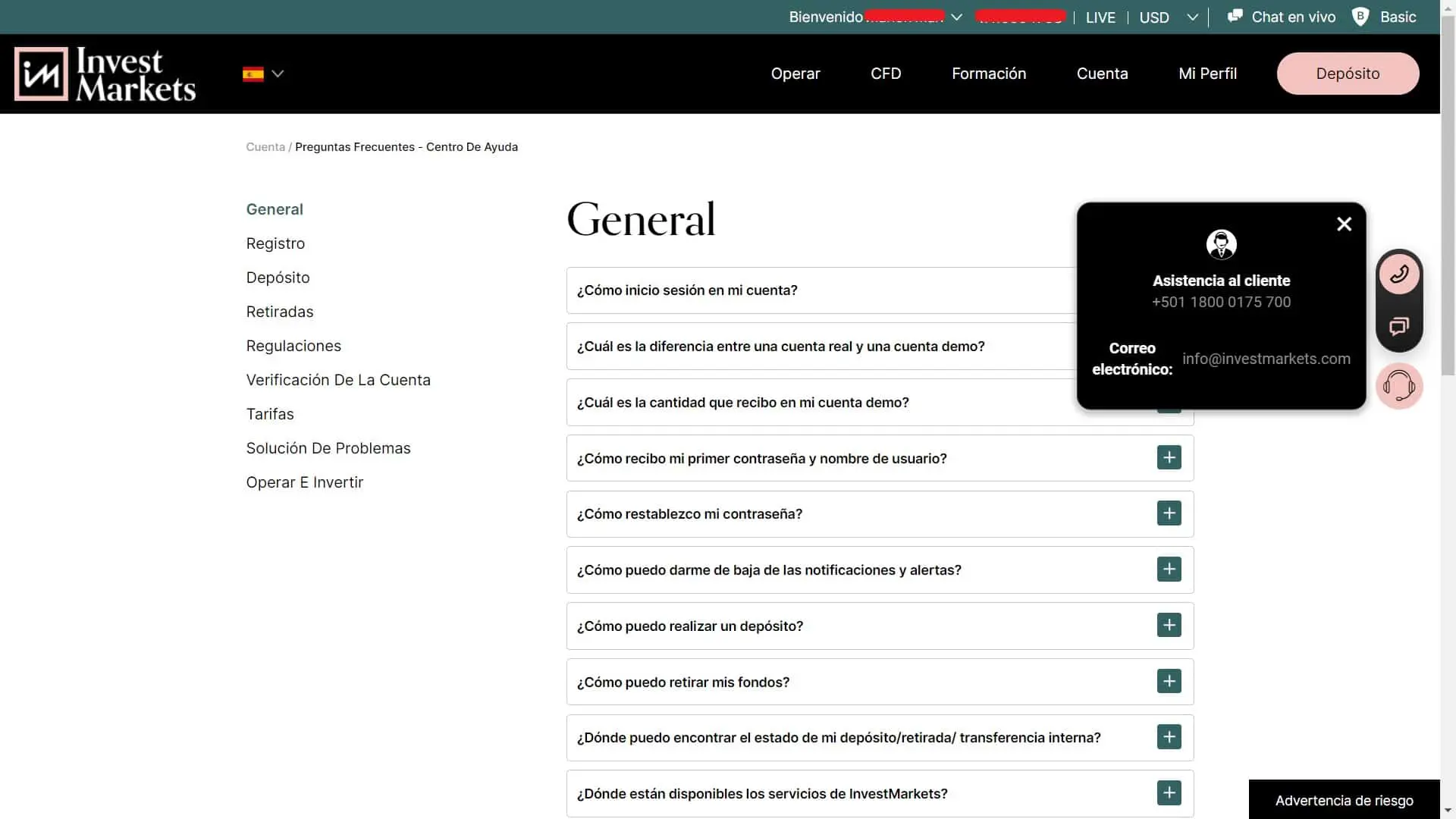 InvestMarkets atención al cliente