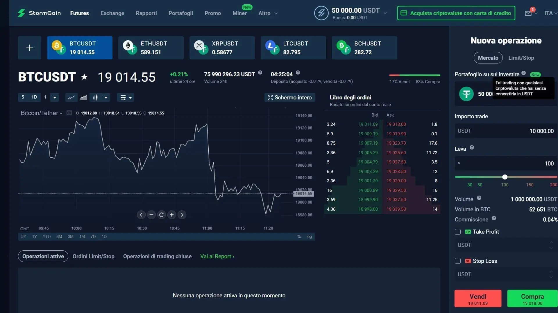 Piattaforma di trading di criptovalute StormGain