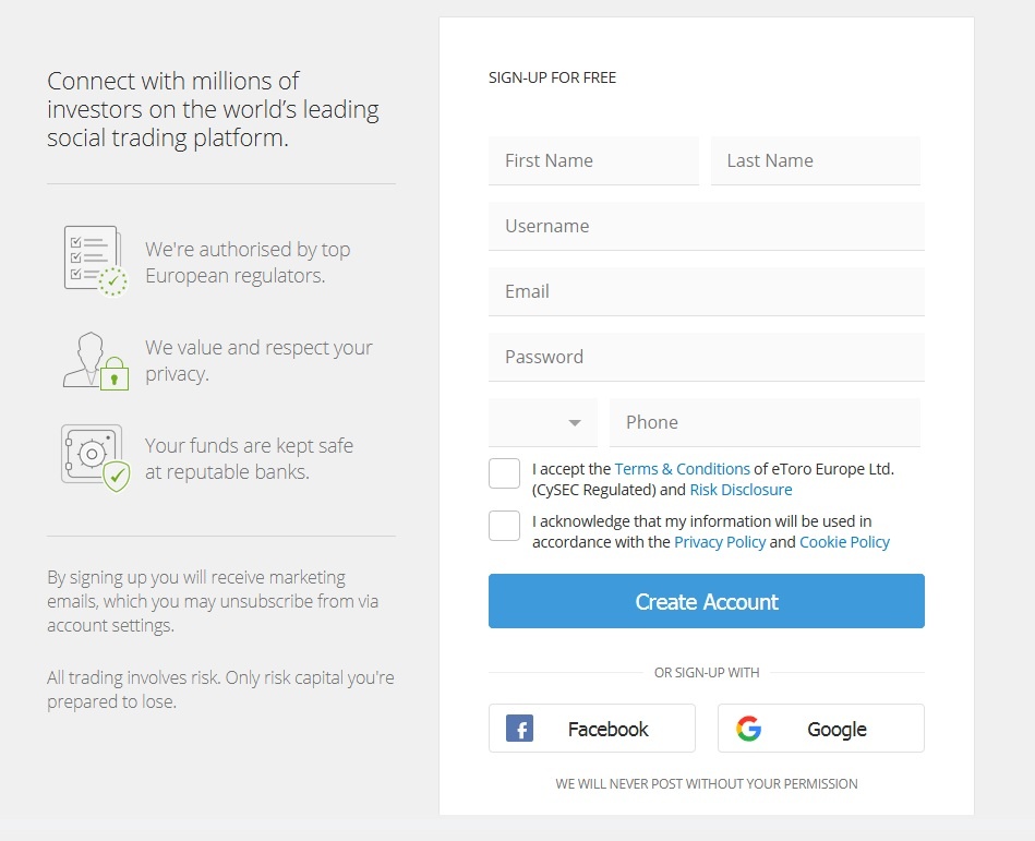 etoro open an account