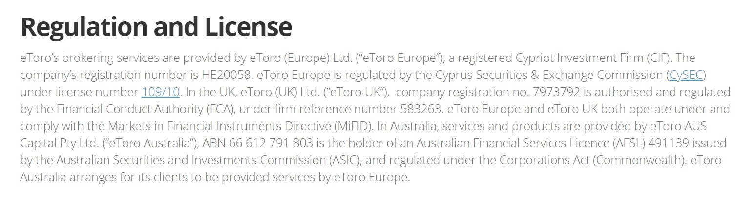 etoro regulation and license