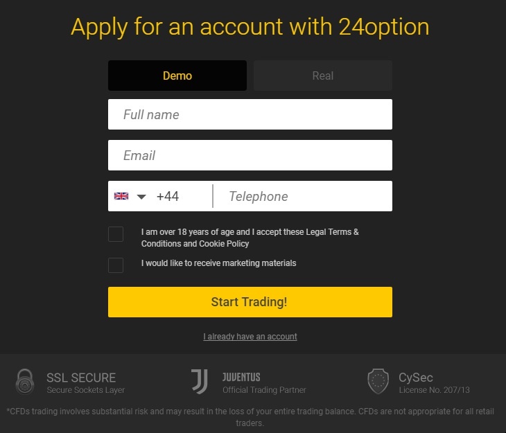 24option demo account