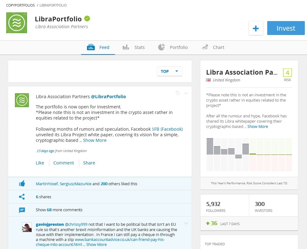 LibraPortfolio on eToro's platform