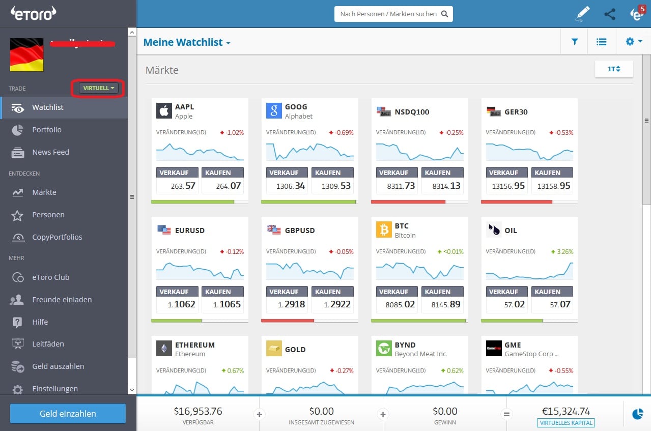 eToro-Demokonto