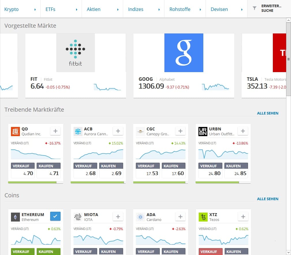 eToro handelbare wertpapiere