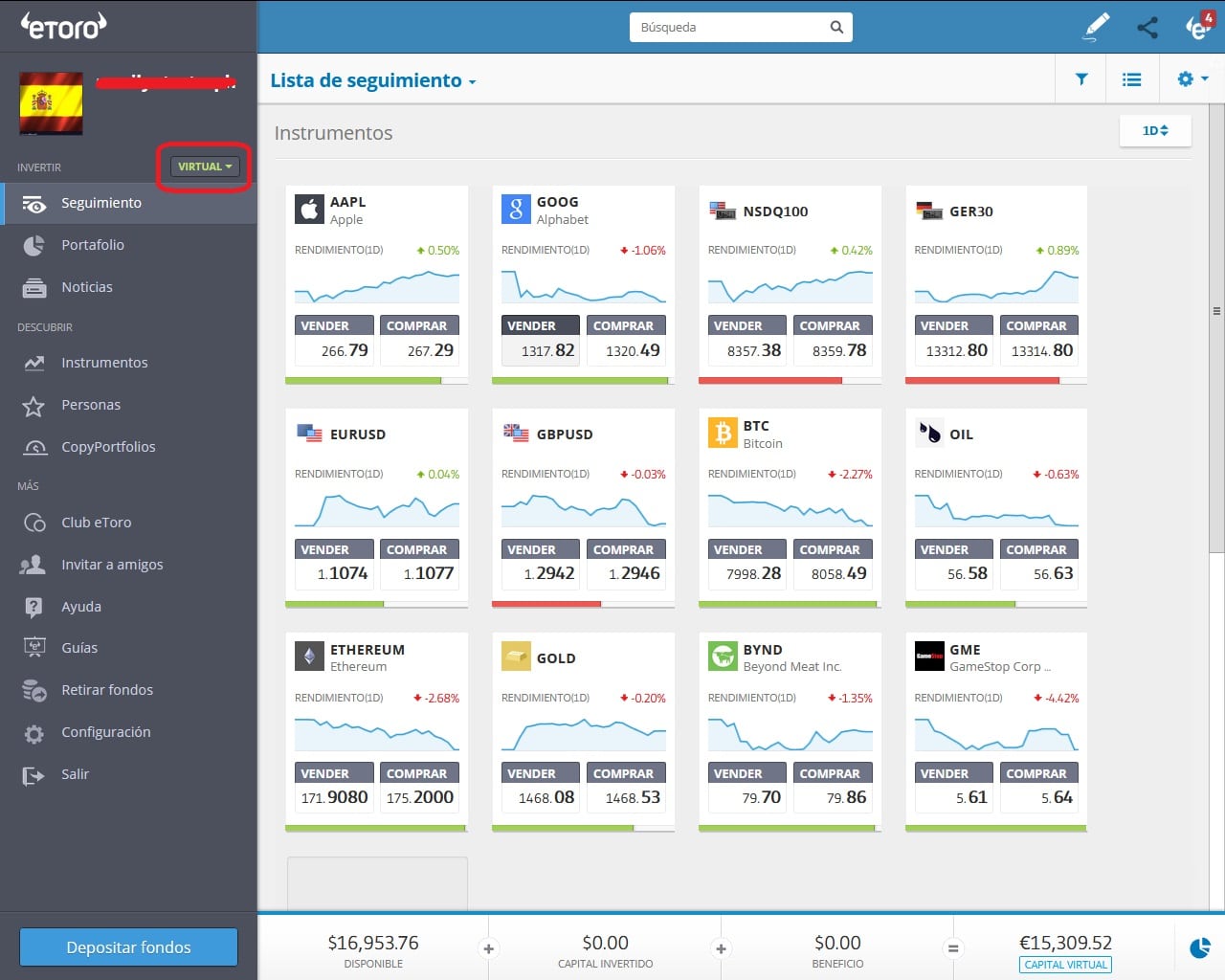 Cuenta demo eToro