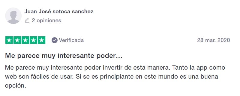 Comentario del cliente de Plus500