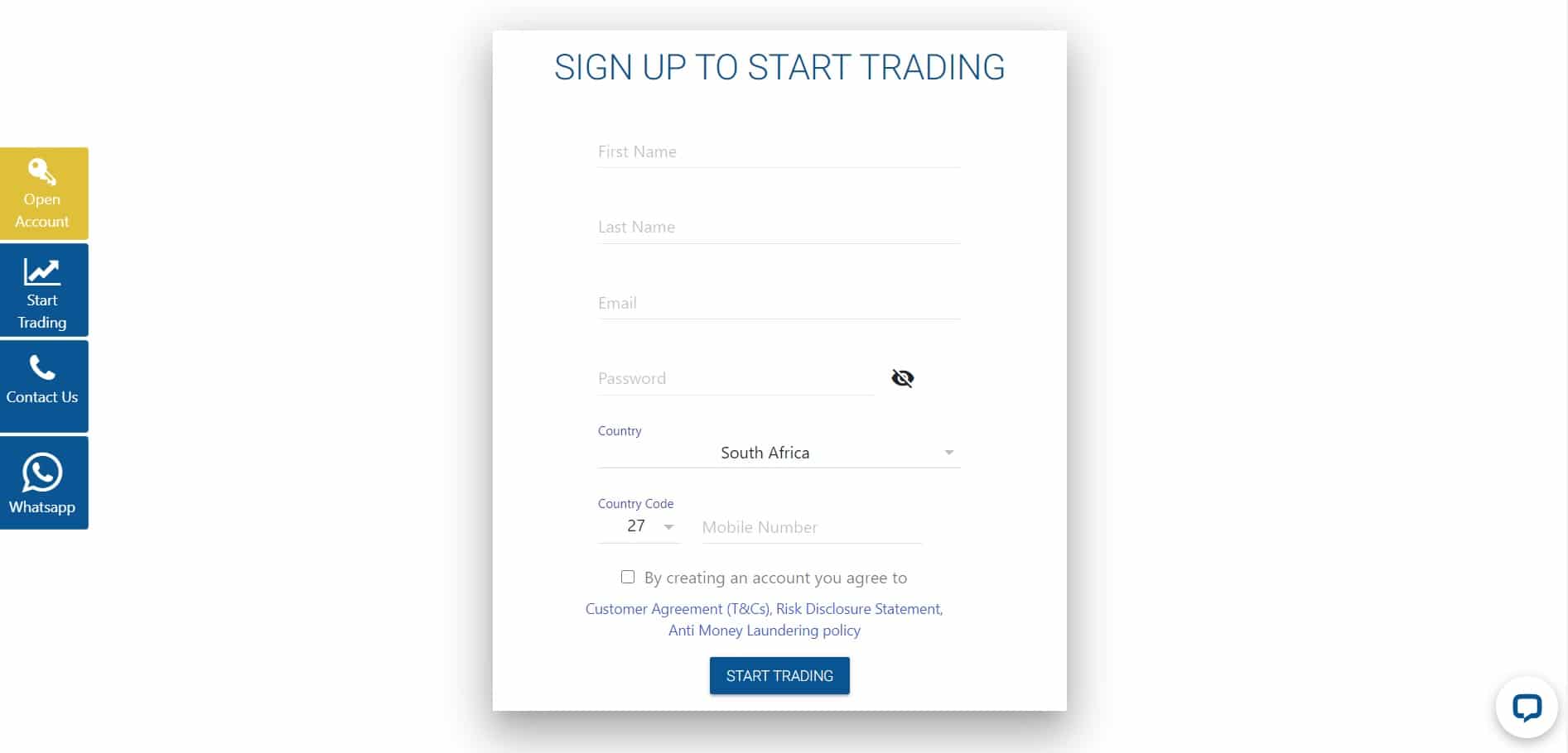 CM Trading registration page