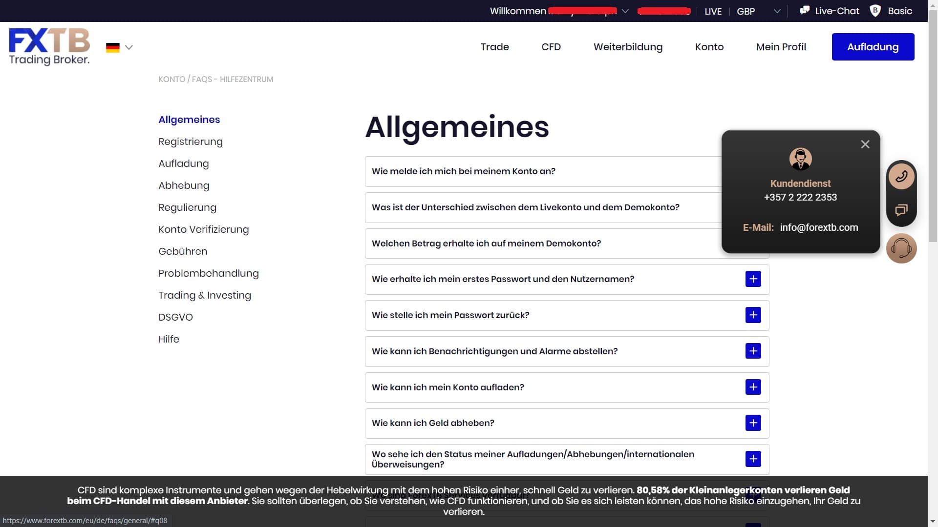 ForexTB kundendienst