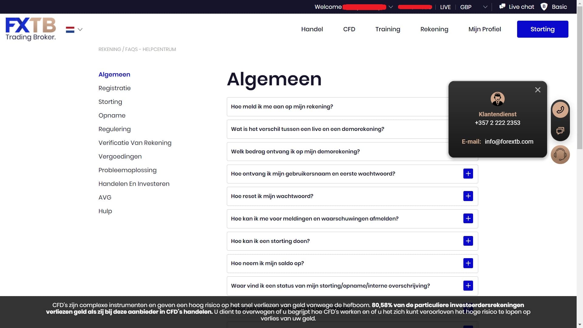 ForexTB klantenservice