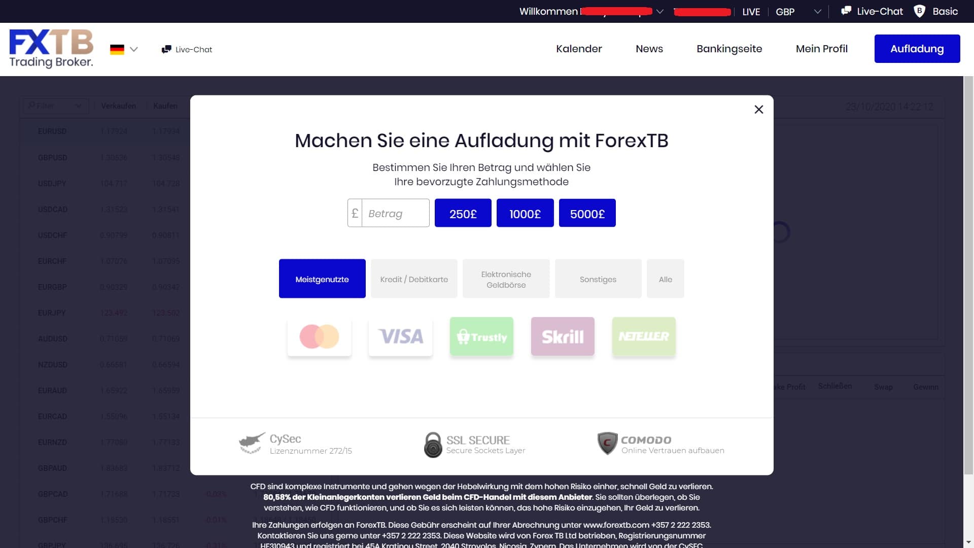 ForexTB einzahlungs- und auszahlungsmethoden