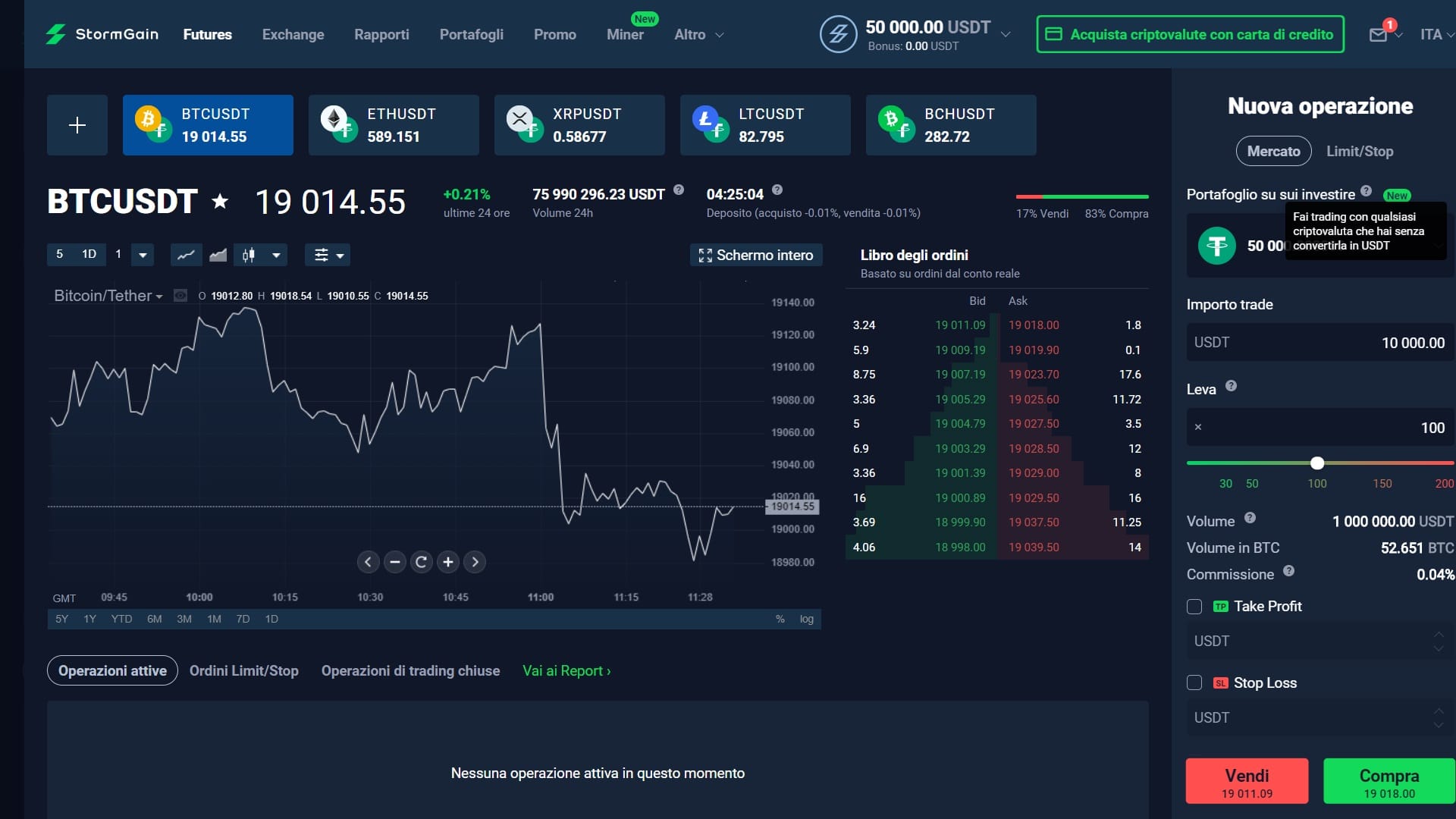 Piattaforma di trading di criptovalute StormGain