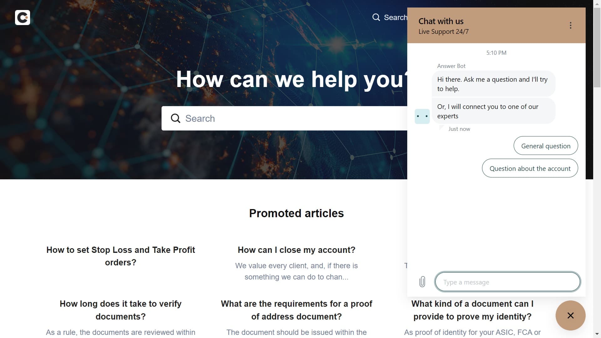 Capital.com live chat
